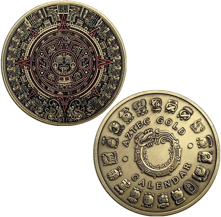 Играй с една ръка, Мексико Маите Точков Боя Дракон, Покрити с Бронзова Паметна Монета Вълшебна Монета, Монета Златна