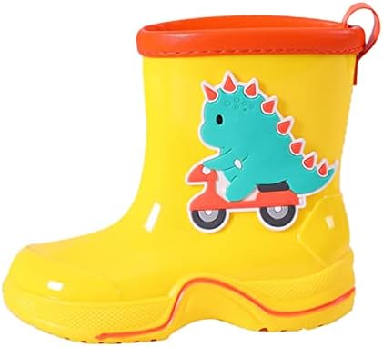 Qvkarw/ Детски обувки с анимационни герои Reto, Класически детски непромокаеми ботуши от PVC, каучук детски непромокаеми обувки за малки момчета (жълти, 2,5-3 години)