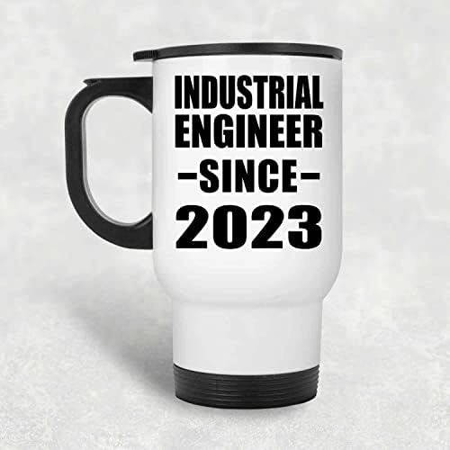 Designsify Индустриален Инженер С 2023 г., Бяла Пътна 14 унция Чаша От Неръждаема Стомана, Изолиран Чаша, Подаръци за