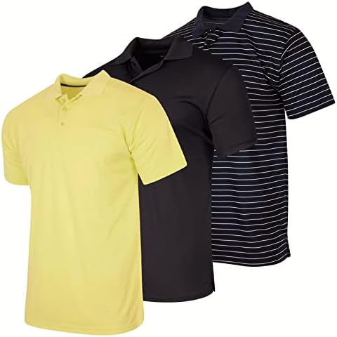 Real Essentials 3 опаковка: Мъжки Бързосъхнеща спортна риза Поло с къс ръкав Performance (на разположение в големи и