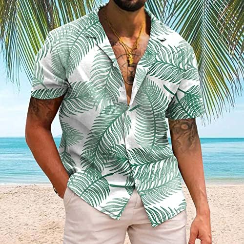 Летни Мъжки Тениски, Мъжки Ежедневни С Къс Ръкав Пролет Лято Ризи с отложным яка и 3D Принтом Блуза Копчета