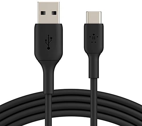 Кабел Belkin USB-C дължина 6,6 метра, кабел за бързо зареждане от USB-C до USB, кабел USB Type-C е съвместим с Samsung Galaxy S23, S23 +, Note20, Pixel 6, Pixel 7, iPad Pro, Nintendo Switch и други устройства - черен