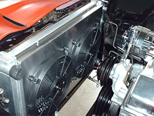OzCoolingParts 3-Вграден Алуминиев Радиатор със Сърцевина DPI161 RAD161 + 2x12 Вентилатор с Капак + Комплект Термостат за 1960-1990 85 86 87 88 Chevy Chevelle El Camino Камион Buick, Cadillac, Pontiac
