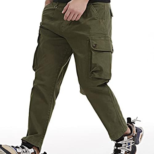 Мъжки Панталони-Карго, Модни Дънкови Панталони с Джобове в стил Мозайка, Спортни Панталони на Открито, по-Големи Размери,