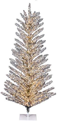 Vickerman 5' Реколта Алуминиева Изкуствена Коледна Елха, Топли Бели ниско напрежение led 3 мм Широкоъгълни осветителни