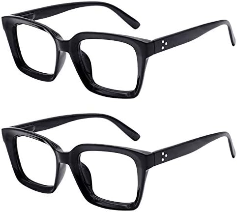 MARE AZZURO 2 Чифта Очила за четене 2,00 Дамски, Стилни Очила за четене в големи размери 100 150 200 250 300 350 (Прозрачни,