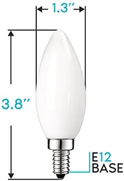 Led лампи LUXRITE в сплъстената канделябре мощност от 4 Вата, с регулируема яркост, по-топъл бял цвят 2700 До 360 Лумена, Led лампа E12 40 Вата В изражение, Стъкло с торпедообразны