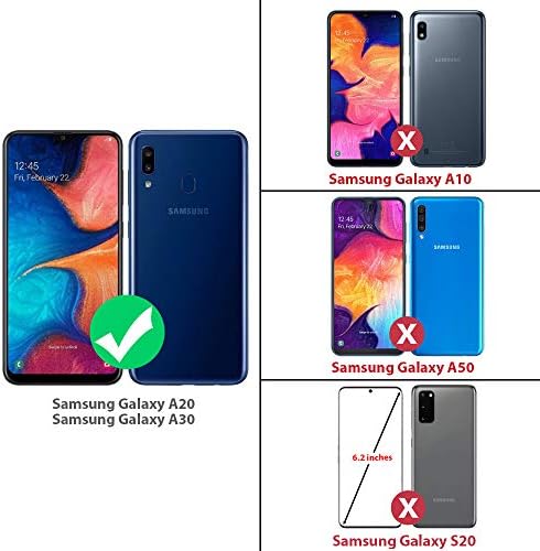 Калъф за телефон TJS, съвместим с Samsung Galaxy A20 / Galaxy A30, [Защитен слой от закалено стъкло], колан, Кобур с магнитна подкрепа, Hybrid поставка, Сверхпрочный калъф (черен)