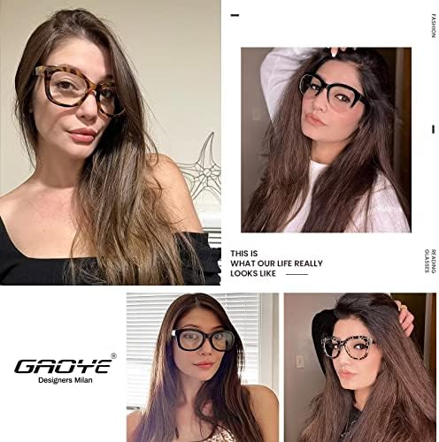 Gaoye 6 опаковки Големи Очила за четене за Жени, Стилни сини, Блокиране на светлината, Срещу пренапрежение на очите,