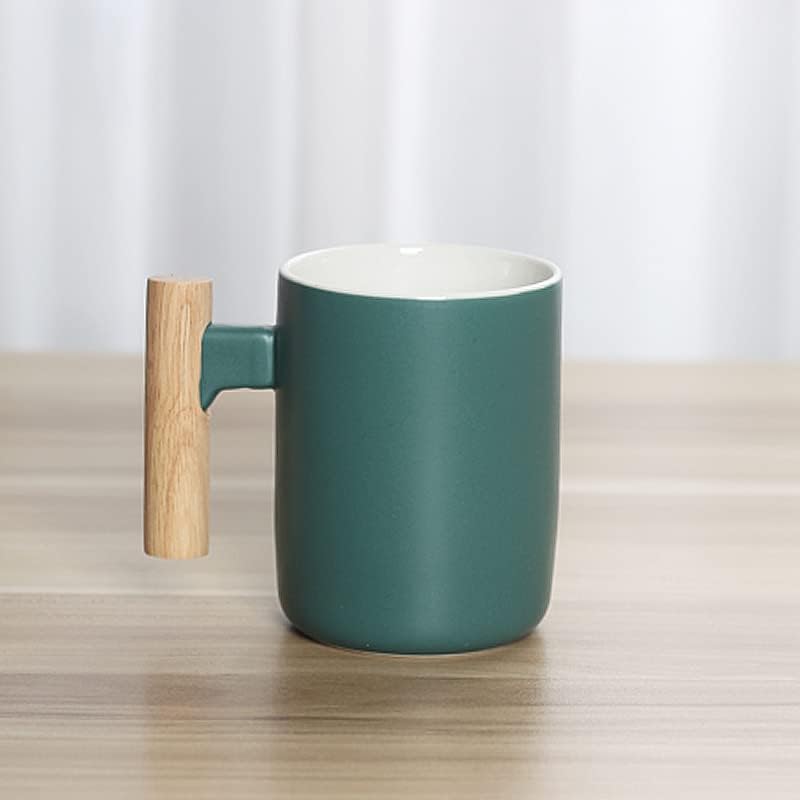 Чаша RUCOI Керамика с капак за Подарък Чаша за мама и приятелите Новост Кафеена Чаша (Зелена Единична чаша, 301-400 мл)