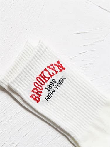 Дамски чорапи SHENHE с Писмото Графичен Дизайн в Рубчик за спринт до средата на Прасците Boot Crew Socks