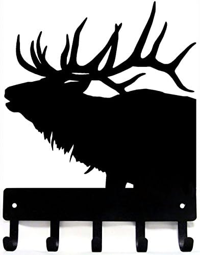 Закачалка за ключове The Metal Peddler Elk Глава с рога на лоса - Малка ширина 6 см - Произведено в САЩ; Монтиране на стена в офиса, домашен декор