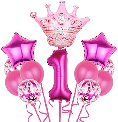 Гигантски Големи Розово-Червени балони номер 1, балони за украса на парти по случай рождения ден 1-ро дете, Аксесоари за украса на парти по случай рождения ден на дец?