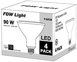 Led лампа PAR38, 14 W (което се равнява на 90 W), 3000 К (мека), 1000 лумена, CRI 90+, Прожекторная лампа на базата на BulMedium (E26), Energy Star - Отлично подходящ за кухни, спални, тераса (4 групи)