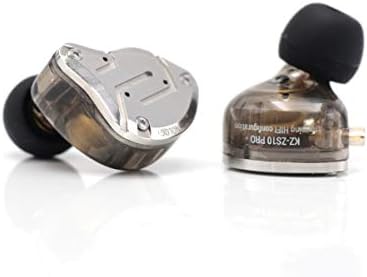 KZ ZS10 Pro, метални ушите Linsoul 4BA + 1DD 5 с драйвери Hi-Fi с лицето панел от неръждаема стомана, 2-пинов сменяем кабел (без микрофон, черен)