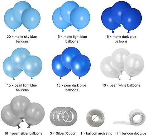 Комплект Гирлянди от Сините Балони, Сребристо-Сини балони, Арка, Комплект за Мъже, Украса за Рожден Ден на Момче, Детски