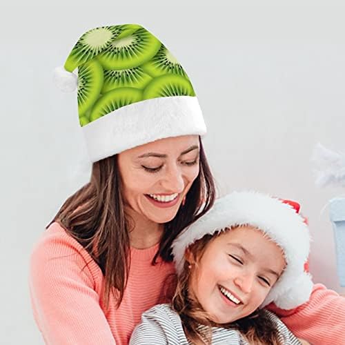 Коледна шапка с киви, шапка на Дядо Коледа за възрастни унисекс, комфортна класическа коледна шапка за коледно парти