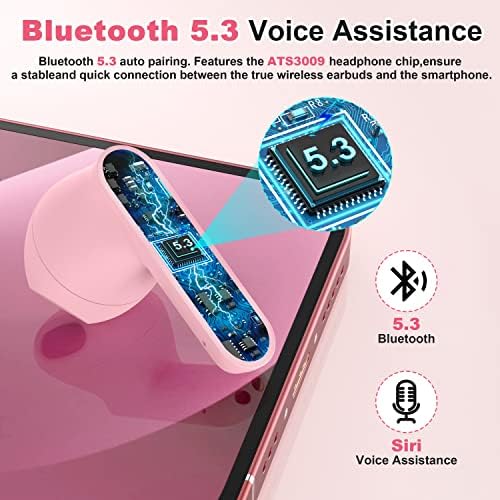 Безжични слушалки Jrwaro, Слушалки Bluethooth 5.3, стерео слушалки Hi-Fi с едно докосване на горивото и калъф за зареждане на Type-C, вграден микрофон, водоустойчиви слушалки IPX6 з?