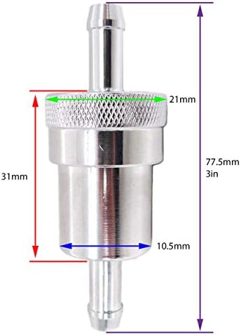 EMGO Вграден 5/16 Горивния филтър Хром е Съвместим с Kawasaki ZX600 EF ZX750 HJKLM ZX1100 CD