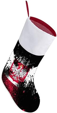 Полски Флаг Орел Коледни Чорапи Отглеждане на Коледна Елха Дядо коледа Декорации Висящи Украса за Камината Празник 16,5