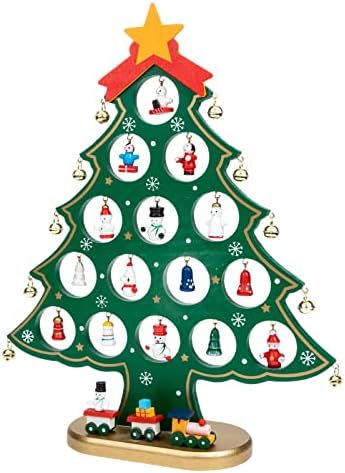 PRETYZOOM 2 Подножието Коледно Дърво Настолна Дървена Коледно Дърво с Украса само за Празничния Работния Плот Тенис на