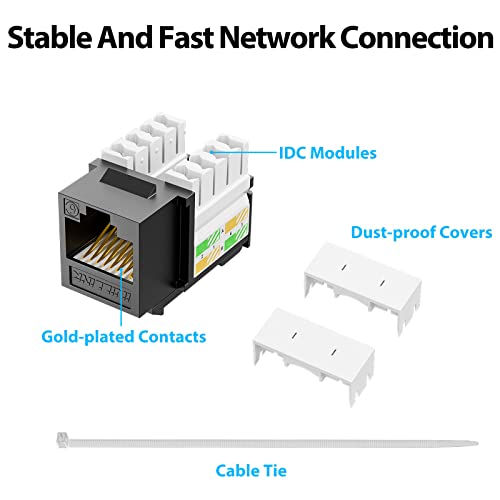 iwillink Cat6 Keystone Jack, RJ-45 Keystone Jack 25 в комплект и шкаф за перфорация на Keystone, Модулен конектор UTP Ethernet, Поставяне под ъгъл от 90 градуса, Адаптер за перфорация на Keystone Джак, Че?