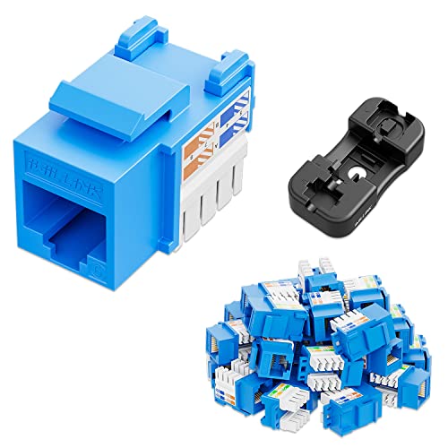 iwillink Cat6 Keystone Jack, RJ-45 Keystone Jack 25 в комплект и шкаф за удар Keystone, 90-градусные модули Keystone