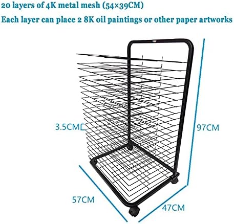 Сушилни Стелажи FEHUN,Стелажи за Сушене Мольбертов, Промасленных списания и т.н. Подвижни Папки, Компактни Тысячеслойные Стелажи 20 Етажа/H97Cm/20 Етажа