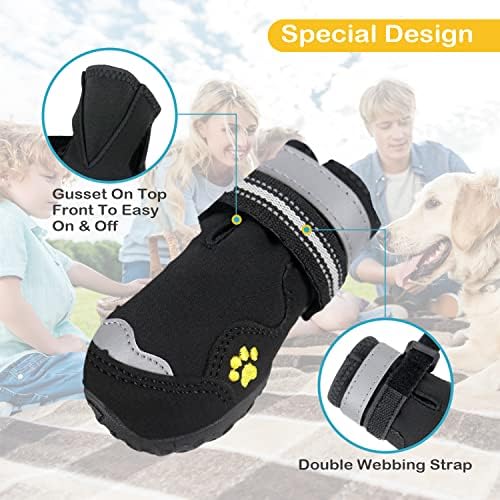 Обувки за малки кучета, Водоустойчив и Нескользящая обувки за кучета BOWITE със Светлоотразителни ивици, Защита за Ръцете
