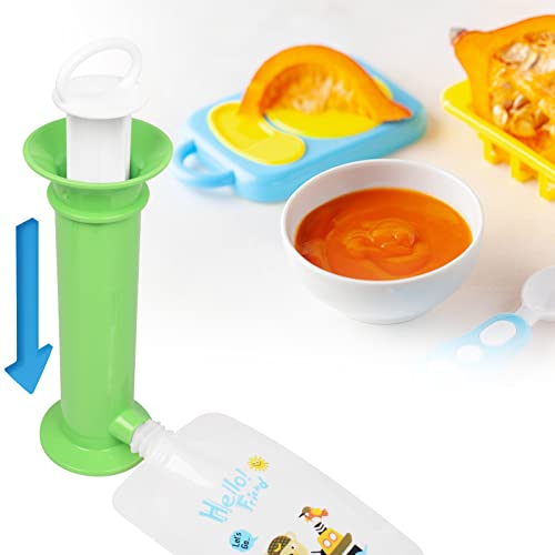 Комплект от 7 теми за приготвяне на пакети за бебешка храна, за Многократна употреба Пакети Чист Цвят, Пълнител за детски Плодови пюрета за деца (син)