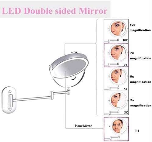 Стенен led огледала за гримиране в банята, Тоалетен огледало с осветление, на Лупа, което е регулирано и Выдвижное Огледало