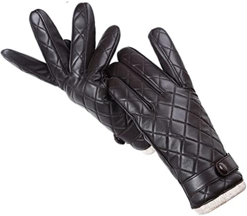 N/A Мъжки Кожени Ръкавици Diamond Grid Touch Gloves, Мъжки Ръкавици, Запазването на топлина Ръкавици Зимни (Цвят: A, Размер: 11)