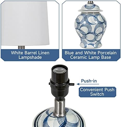 EUO 17Синьо-бяла лампа за спални, Керамична Настолна лампа в стил Шинуазри за дневна, Малка Синя лампа за Прикроватной нощни шкафчета, Синьо-бялата Порцеланова лампа ?