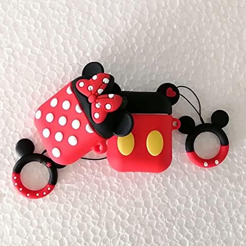 Калъф Minnie Мики е Съвместим с калъф за зареждане на Airpods 2/1 【2 опаковки】 Червен Защитен калъф за мишката Си Изберете най-добрият подарък за двойки Момичета
