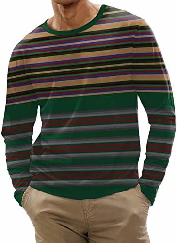 Мъжка риза WCJLHA, Модни и Ежедневни Тениска с кръгло деколте и дълги ръкави и Принтом, Пуловер, Уличен Памук Пуловер