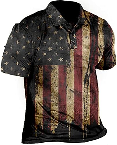 Лятна Мъжка Тениска Мъжки Патриотична Идея Ден На Независимостта Американски Флаг Класическа Риза Приталенного Намаляване