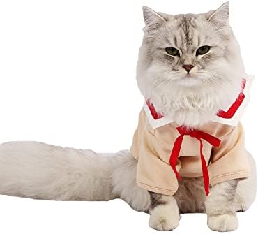 QWINEE Cat Риза с Матросским Яка Ластични Свитшоты за Котки Дишаща Тениска за Кучета Облекло за Малки до Средни Кучета