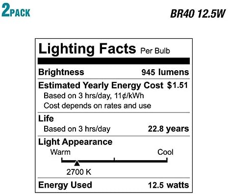 Led лампа EcoSmart мощност 75 W, еквивалентна BR40, с регулируема яркост, Energy Star, бледо бяла (2 бр.)