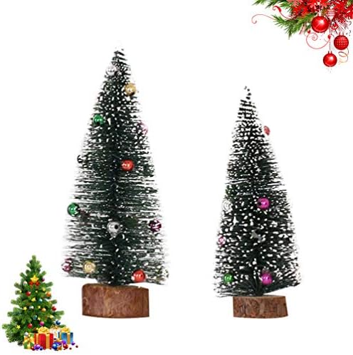 Amosfun 2 елемента Мини Бор Сизалевые Дървета Миниатюрна Matte Коледно Дърво със Звънци Коледна Украса за вашия Работен
