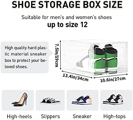 Кутия за съхранение на обувки Stebopum, 8 опаковки, Прозрачна Пластмасова Штабелируемый Органайзер за обувки с магнитна