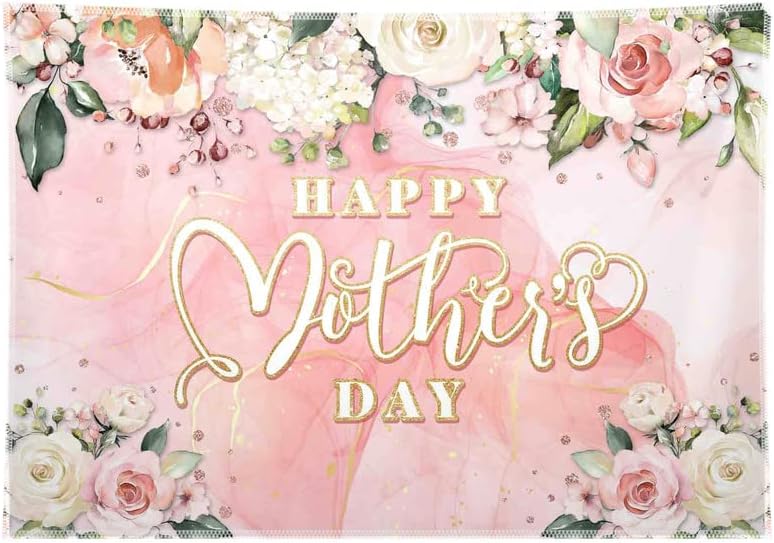 ZTHMOE 68x45 инча Щастлив Фон за Деня на Майката Розов Цветен Фон с Пеперуди за Фотография е За Жените, Вечерни Бижута Благодаря на Майка ми, Подпори за фото-банер или Оби?