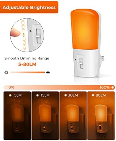 Plug оранжево лека нощ LOHAS, Led ночники оранжев цвят, с регулируема яркост сензор от здрач до зори, Лампа Регулируема