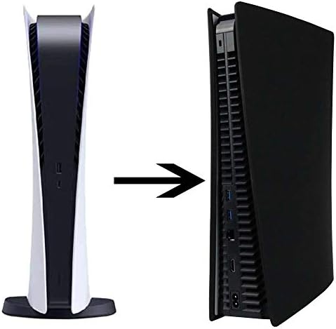 Силиконов калъф за Aosai PS5, Прахоустойчив калъф със защита от надраскване и падения, за диск версията на конзолата на Sony Playstation 5/Digital Edition (Дискова версия, черна)