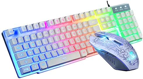 Цвят Комбинирана клавиатура и мишка с led подсветка Rainbow (бял)