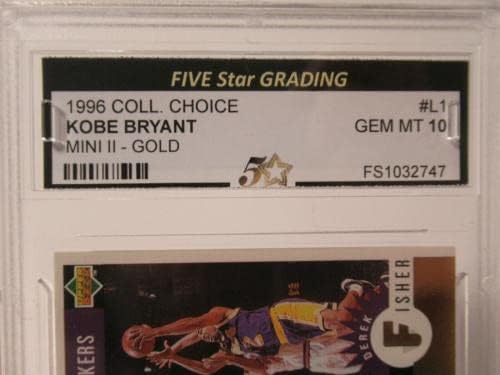 1996-1997 Горната Палуба CC Gold Златна карта начинаещ Кобе Брайънт Gem Mint 10L1 Лейкърс - Баскетболни карти за начинаещи