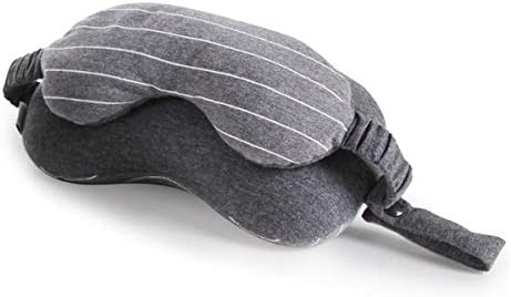 AOOF 2 в 1 Преносима памучен възглавница за врата, въздушна възглавница за глава, маска за очите, за отдих в съня си в самолета. (Цвят: светло сиво)