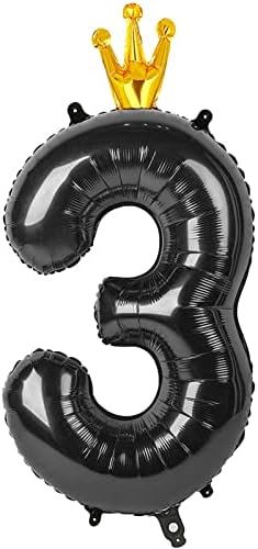Балон с номер 3, 40 инча, Стаи Балони в Короната на 3-тия Рожден Ден, Декорация на рождения Ден на Тригодишна Давност,