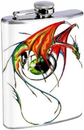 Фляжка за татуировки Dragon Eyeball Fantasy 8 унции от неръждаема стомана D-139
