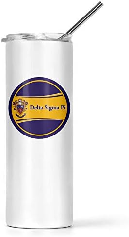 greeklife.store Тънък чаша Delta Sigma Pi от неръждаема стомана, 20 грама, Вакуумна Чаша с Двойни стени, Чаша с капак