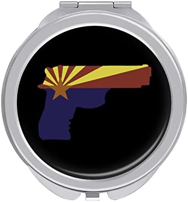 Пистолет Флаг на щата Аризона Компактно Огледало Кръгло Метално Карманное Огледало за Грим Джобно Складное Двустранно с 2X 1x